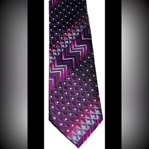 Missoni Pink PURPLE 100% Silk Neck Tie Made In Italy GEOMETRIC PRINT zigzag NEW